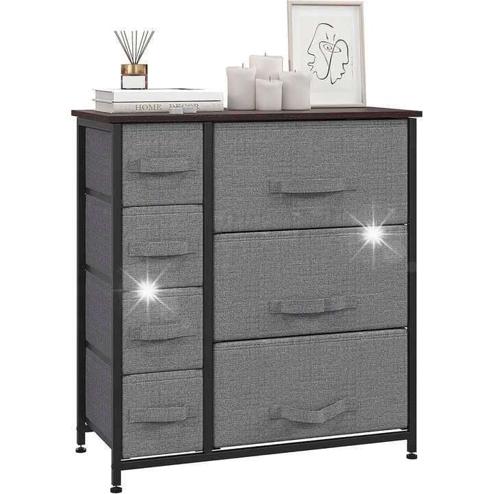 Скрин със 7 чекмеджета, елегантен дизайн, материал от меламиново ПДЧ, стабилни размери, за спалня, офис или коридор