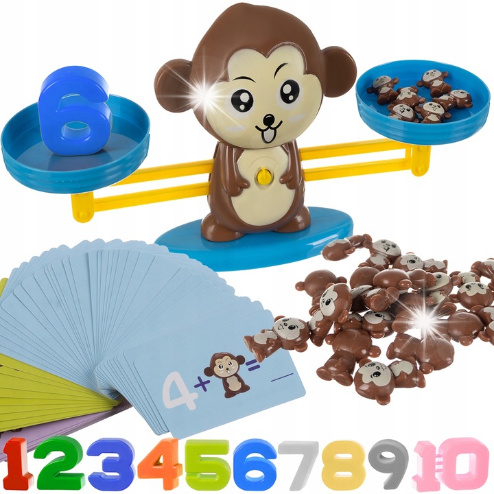 Set joc educativ cu balanta si maimute, 26x16x14cm, multicolor