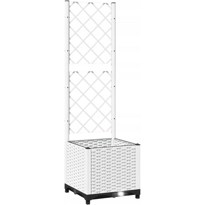 Ghiveci cu suport pentru plante, alb, 40x40x136cm, ideal pentru flori si plante cataratoare