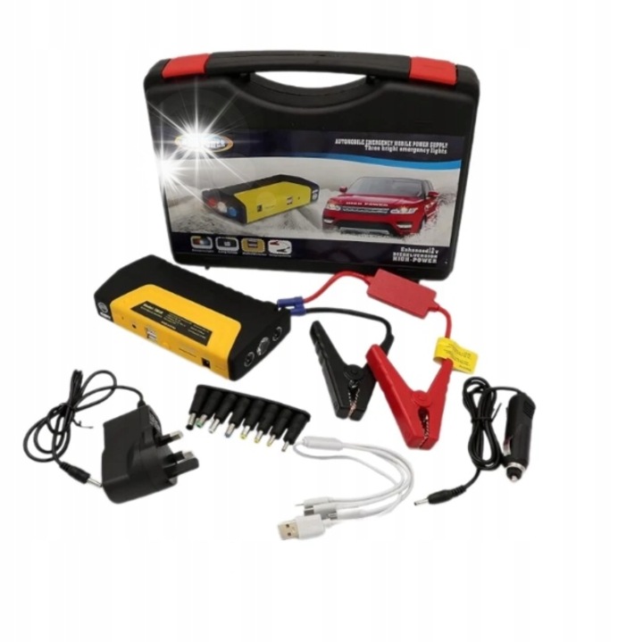 Set starter auto cu iluminare LED si powerbank 50800mAh, 300A, 12800mAh, multicolor