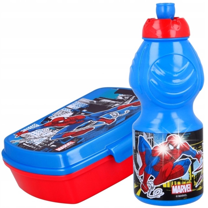 Комплект Спайдърмен, кутия за обяд 750мл и бутилка 400мл, многоцветен, 6x14x17см, 18x6.5x6.5см