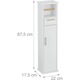 Шкаф за баня със стойка за хартия, бял, 87,5x22x17,5см