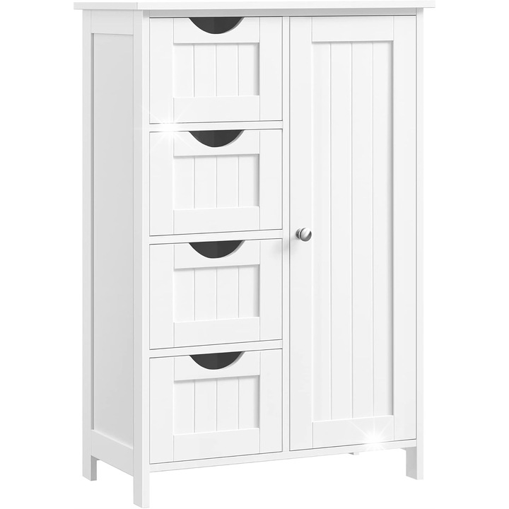 Comoda rustica alba, 55x81x30cm, cu usi si sertare, set montaj inclus