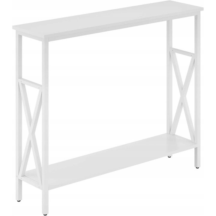 Masuta consola laterala, alba, pentru salon, dormitor, hol