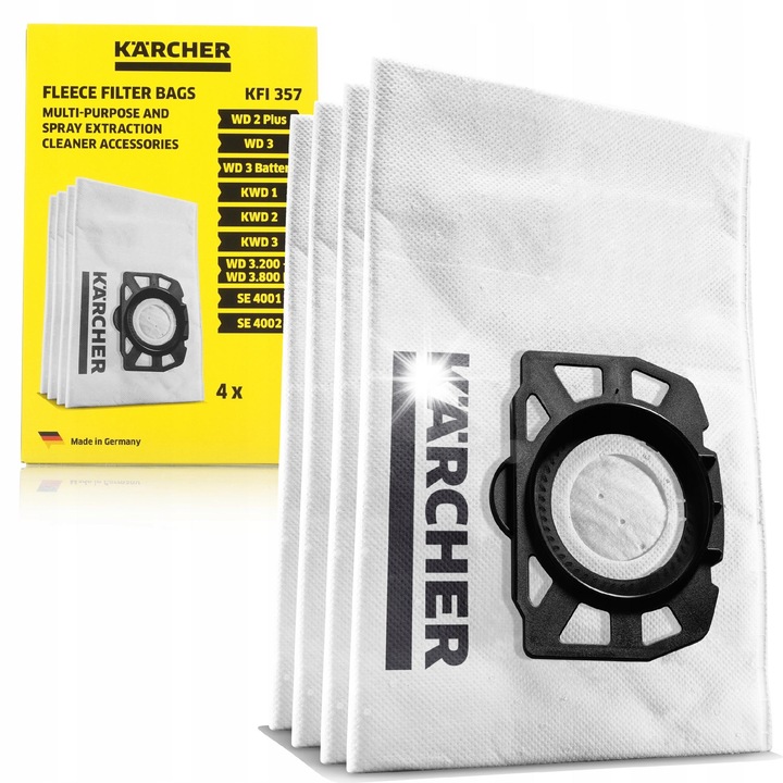 Set 4 saci filtranti Karcher pentru aspiratoare WD 2, WD 3, flizelina, rezistenti
