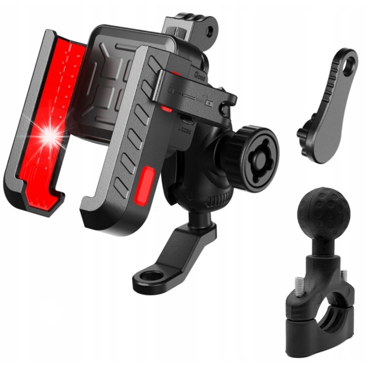 Suport telefon motocicleta, sistem anti-vibratii, sistem anti-furt, montare pe ghidon, 14-19x7-10cm