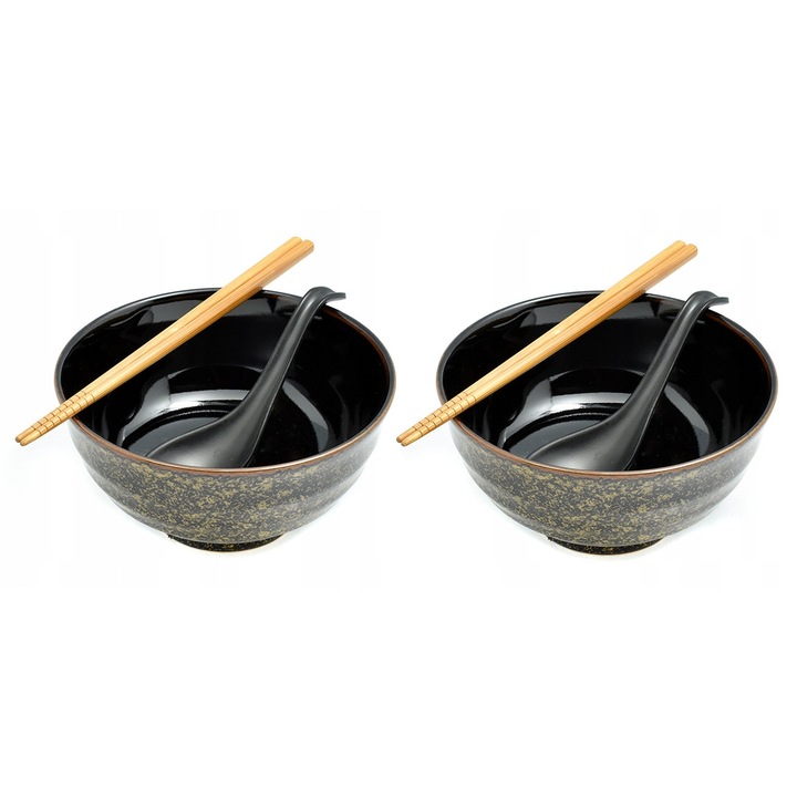 Set 2 boluri cu tacamuri pentru ramen, 800 ml, stil japonez