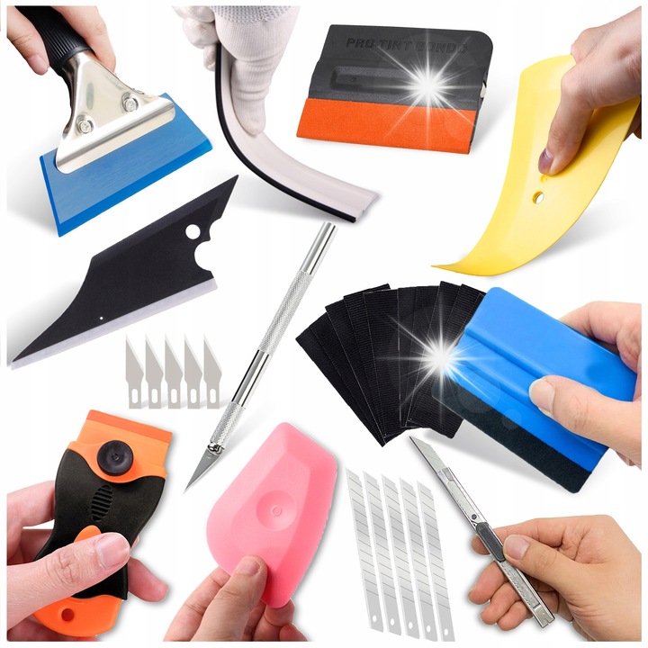 Set unelte pentru montaj folii, 12 piese, multicolor