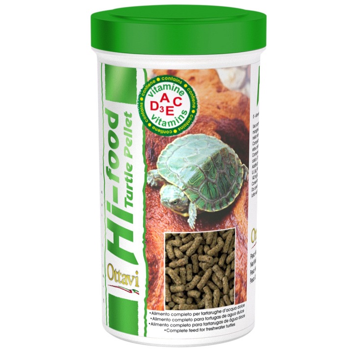 Храна за костенурки, OTTAVI, Hi-Food Turtle Pellet, 350гр, 1200мл, многоцветна