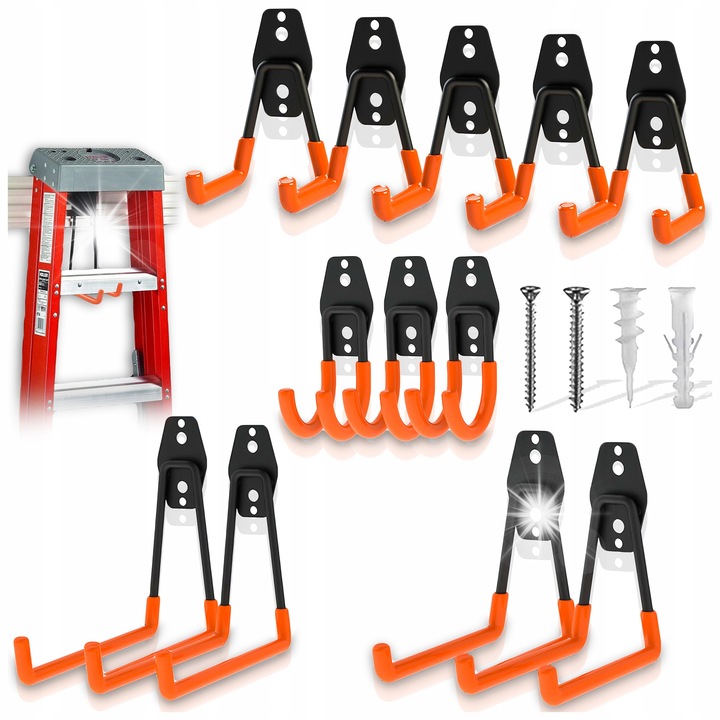 Set 12 Carlige Universale pentru Perete, Rezistente, pentru Garaj