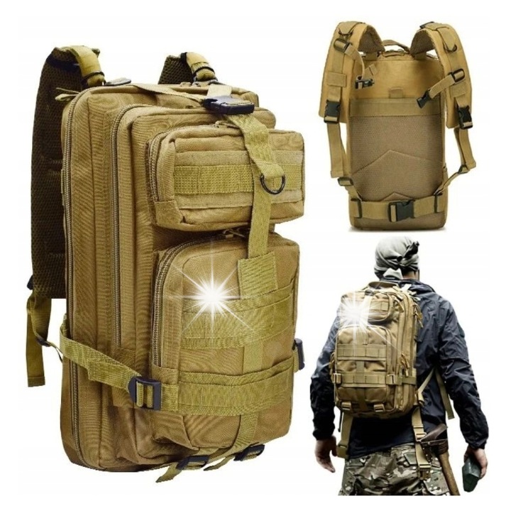 Rucsac militar tactico 28L, Anytech, verde oliv, 5 buzunare, sistem MOLLE