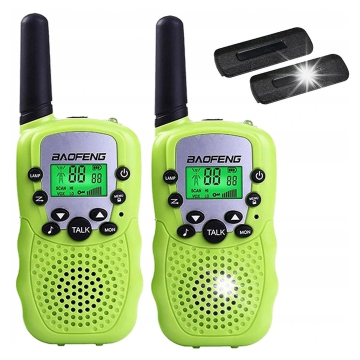 Set 2 Radiotelefoane Baofeng BF-T3, 8 canale PMR, 3-5 km, verde, 14.5x6x3.5 cm