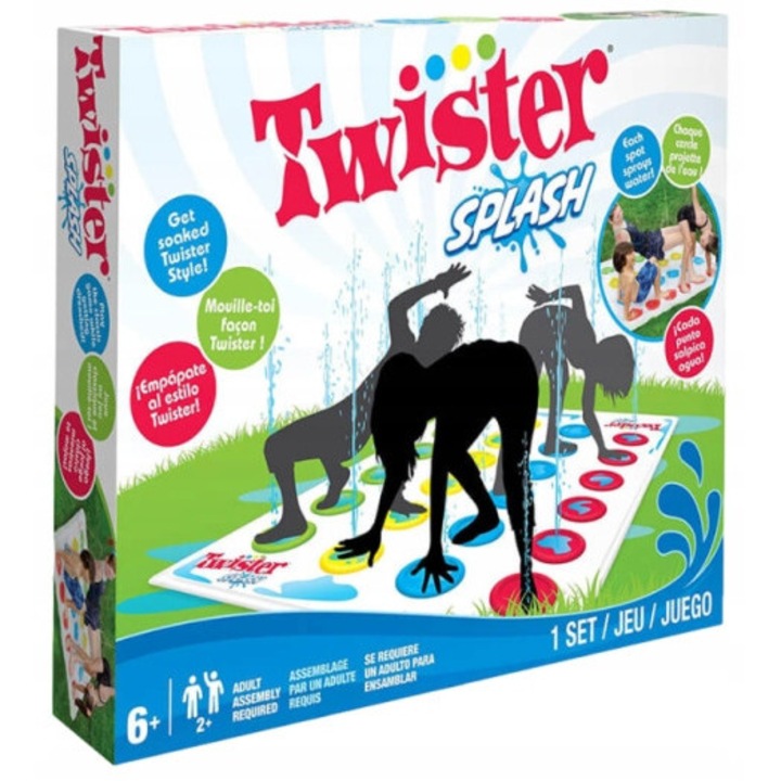Joc interactiv Twister Splash, 120x170cm, cu efect de stropire, pentru distractie in aer liber