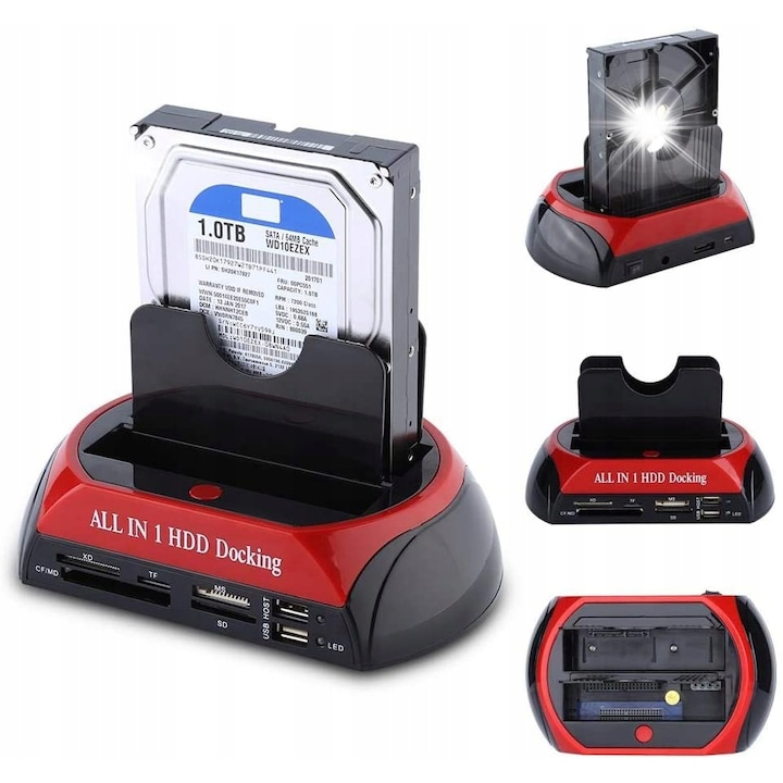 Statie de Andocare HDD SATA/IDE/SSD USB, 2.5"/3.5", 2 porturi USB 2.0, OTB, 180x110x102mm