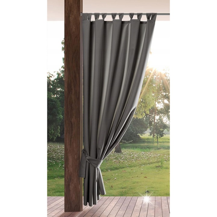 Kültéri függöny, 155x200cm, sötétszürke, megkötővel