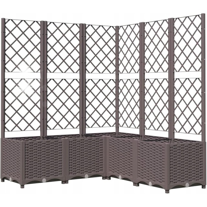 Ghiveci de flori cu suport, 120x120x136cm, culoare maro, pentru plante cataratoare