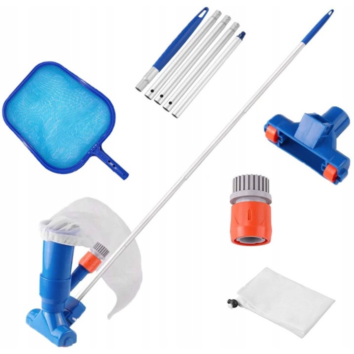 Set de curatare pentru piscine, aspirator cu filtru, multicolor