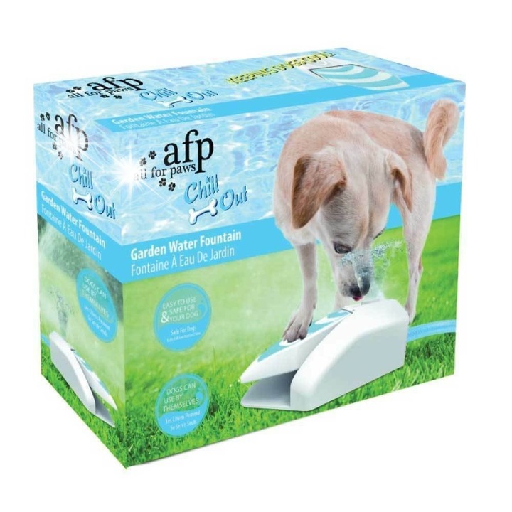 Fantana automata pentru caini, 25x22x8.7cm, antiderapant, design modern, set de conectare la furtun de gradina