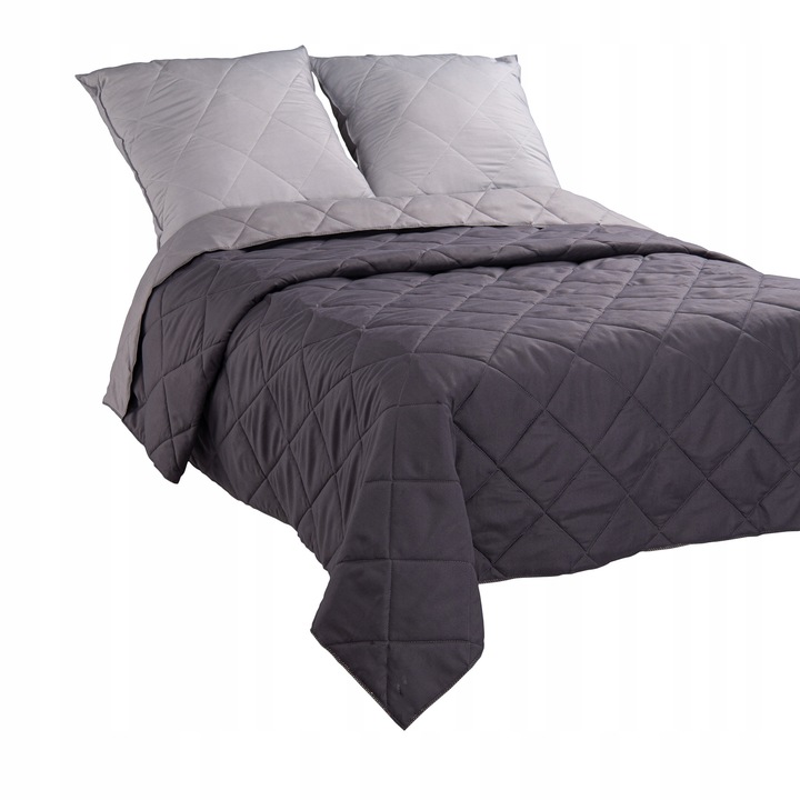 Patura decorativa 180x220 cm, gri grafit, reversibila