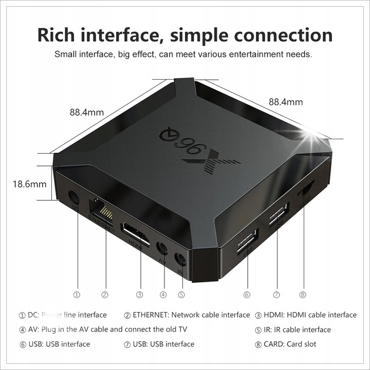 Box Media Android X96Q, procesor Allwinner H313, 2GB RAM, 16GB ROM, set complet