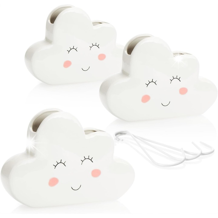 Set 3 Umidificatoare Ceramice pentru Radiator, Alb, 18,5x12,5x3,5cm