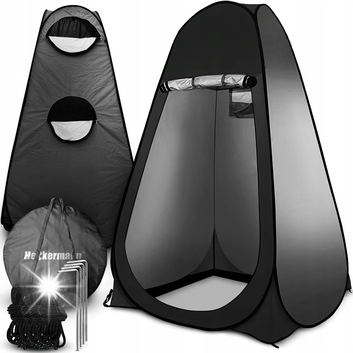 Cort de schimbare turistic, 120x120x190cm, negru