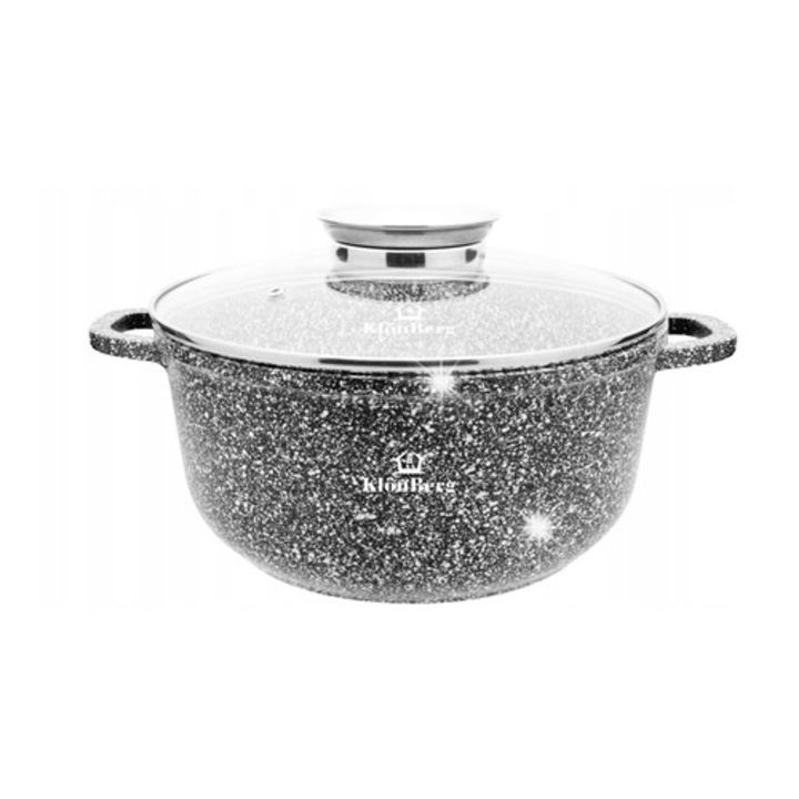 Oala rotunda, Klonberg, marmura, 22cm 3.2L, rezistenta la zgarieturi, pentru plite inductie si gaz