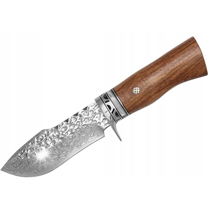 Cutit de vanatoare Takoma N-962, otel damasc, 210mm, maner din lemn, husa din piele naturala