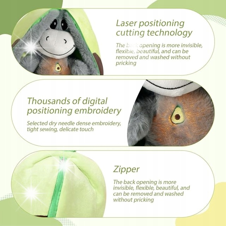 Pluszowa jucarie osiolek, moale, usor de curatat, 0+, multicolor