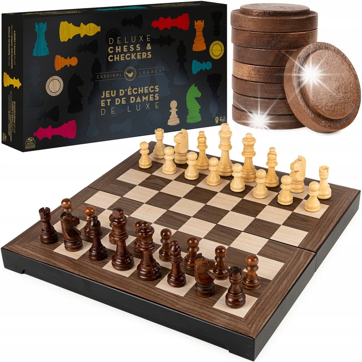 Set Jocuri de Sah si Table, 36x36x3.3cm, 32 Figuri Sah, 24 Figuri Table