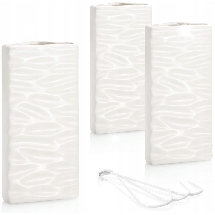 Set 3 umidificatoare ceramice, alb, 19,5x9,5x4,5cm
