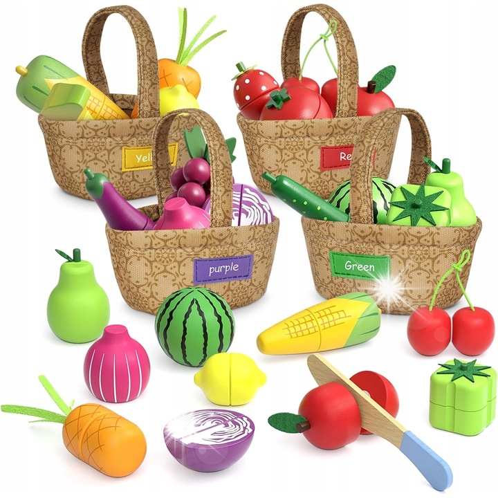 Set de joaca legume, lemn, multicolor