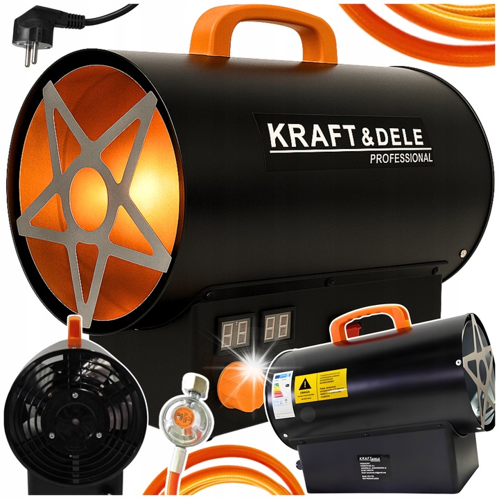 Iparági hőlégfúvó 25kW, Kraft&Dele, termosztáttal