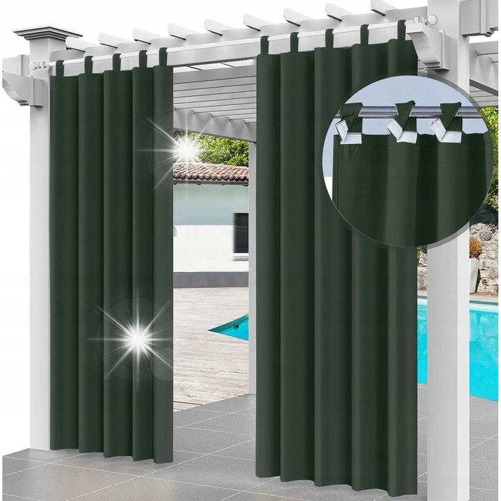 Kültéri zöld függöny, 220x155cm, vízálló, megkötővel