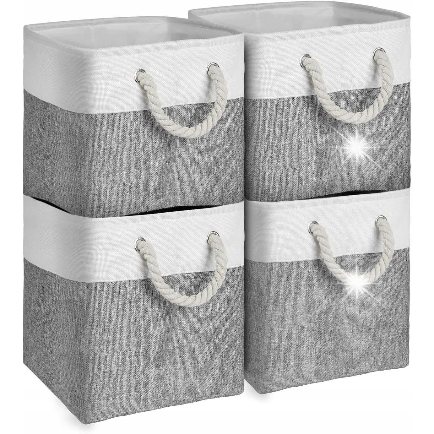 Set 4 cutii de depozitare pliabile cu manere, 30x30x30 cm, material ecologic, design modern