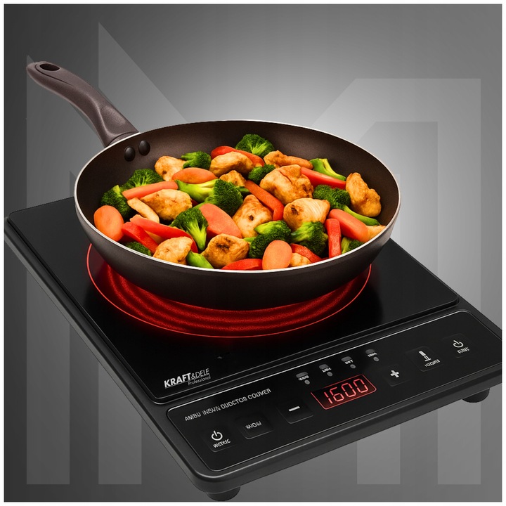 Plita electrica portabila, 2000W, 5 moduri de gatire, timer, compacta, 12-28cm