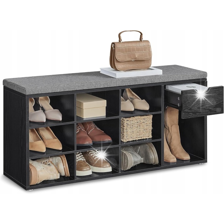 Dulap pentru pantofi, 104 cm, design modern, cu sufla pentru accesorii, 10 perechi