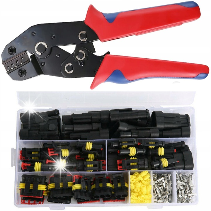 Комплект от 352 водоустойчиви конектора + клещи SN-48B 0,5-2,5mm2, IP67, 19x7,5cm
