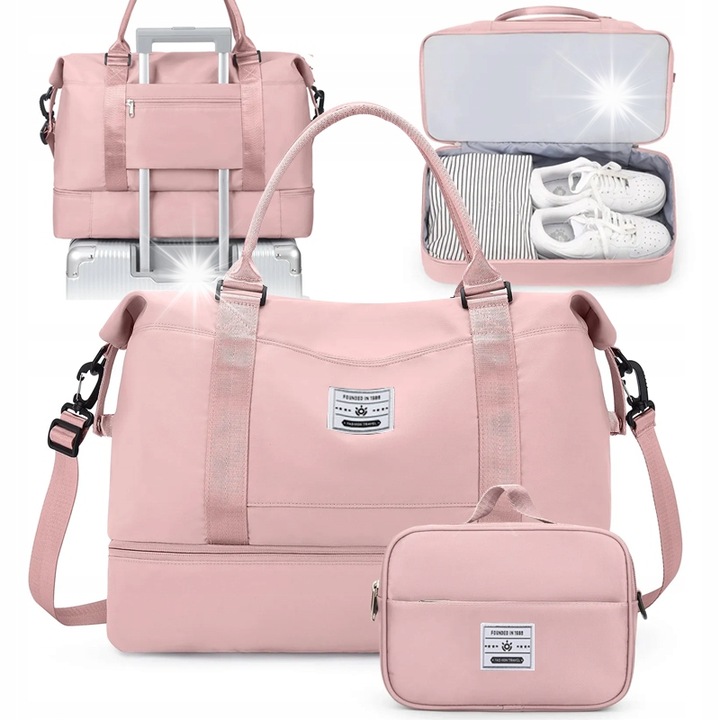 Sportos, nagy utazótáska kozmetikai táskával, vízálló, 45x36x20cm, többszínű