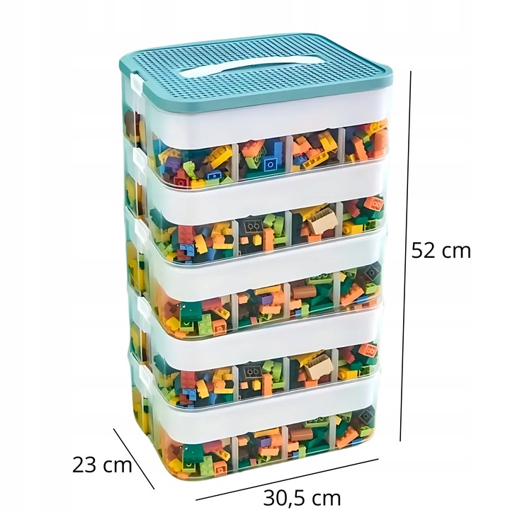 Rendezős doboz, 35L, 52x23x30.5cm, átlátszó, rekeszekkel