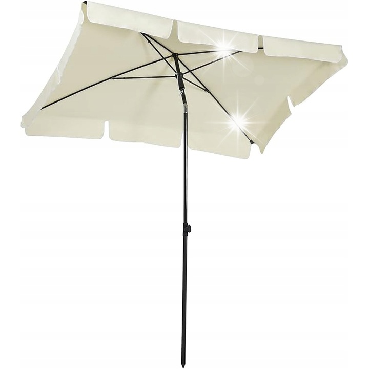 Правоъгълен градински чадър с ламбрекен, 200х125см, бежов, система за отваряне с въже