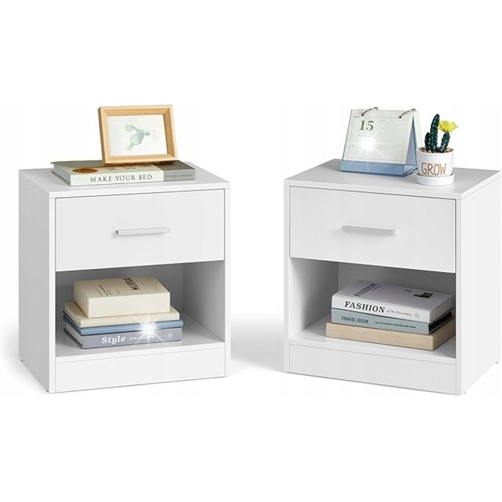 Set 2 noptiere cu sertar, design modern, 39x41x28cm, multicolor