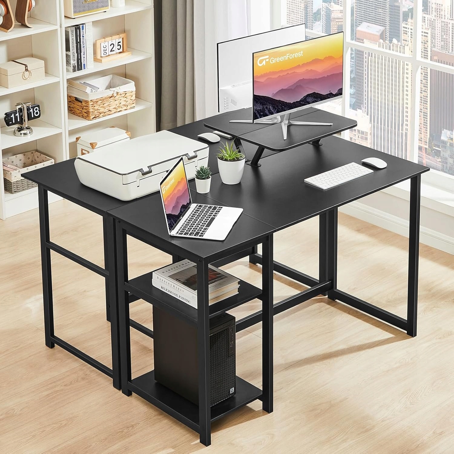 Birou Computer Birou computer, 120cm, cu suport monitor ergonomic, structura metalica ...