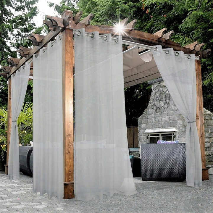 Комплект от 2 прозрачни панела, 137x213 см, светлосив, водоустойчив