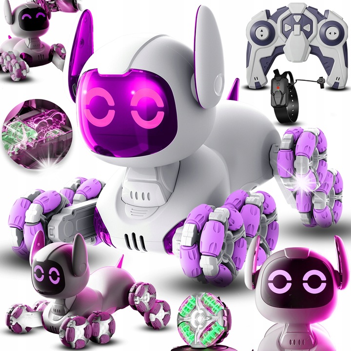 Robot de jucarie interactiv, 8 culori, acrobatii