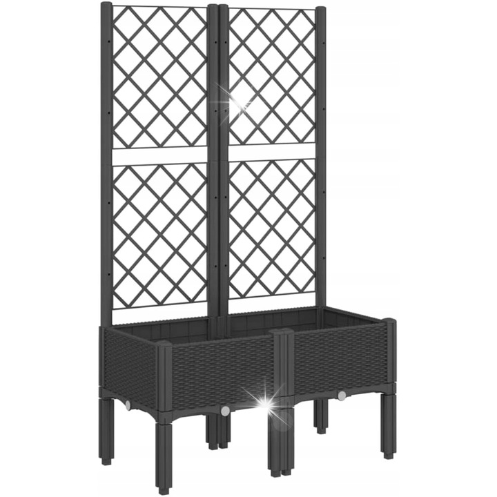 Ghiveci de gradina cu suport, 80x40x142cm, culoare maro inchis, din polipropilena, design rattan, capacitate mare