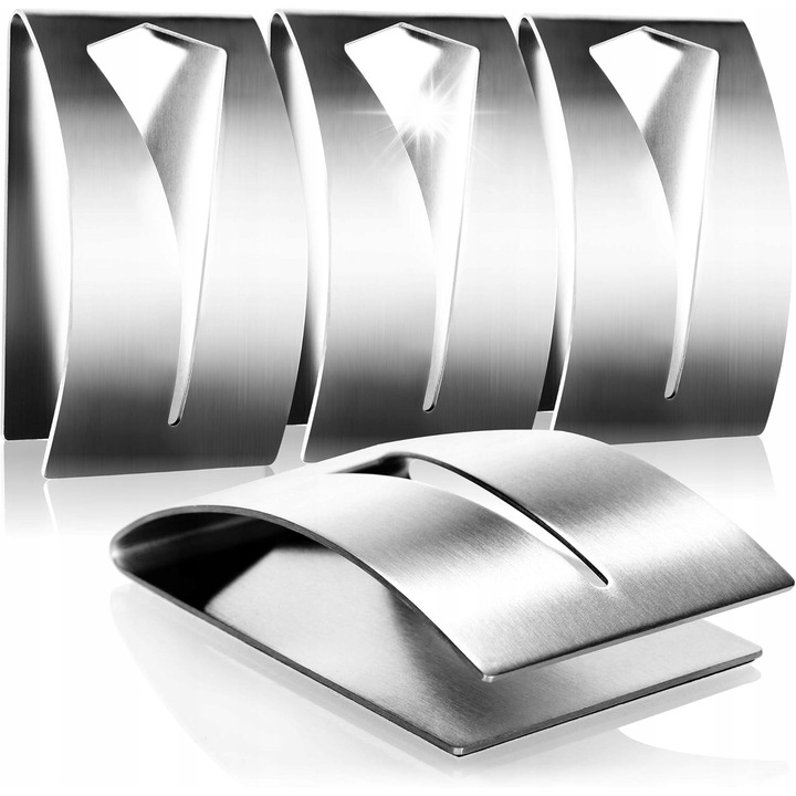 Set 4 suporturi autoadezive pentru prosoape, inox 304, argintii, 7,8x5x2,5cm