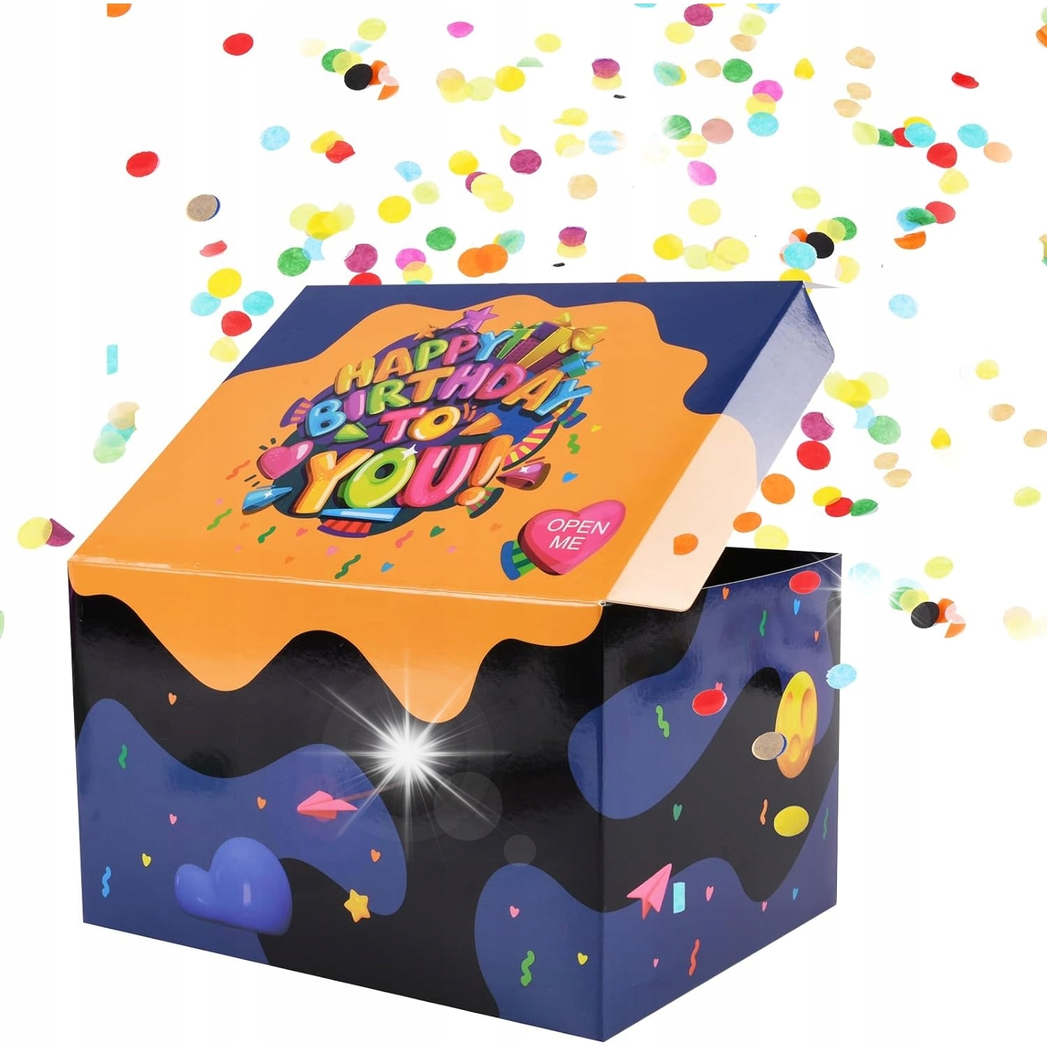 Cutie DIY pentru surprize, 2x confetti, ambalaj cadou, multicolor