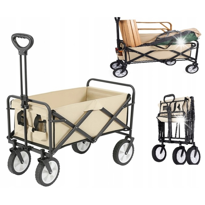 Carucior pliabil de transport Anytech, 100kg, 150l, bej, 90x50x57cm