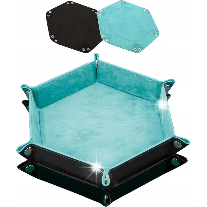 Két kockakészlet, dobókocka, türkiz és fekete, RPG játékokhoz